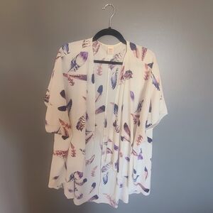 Women's Feather Print Kimono Cardigan